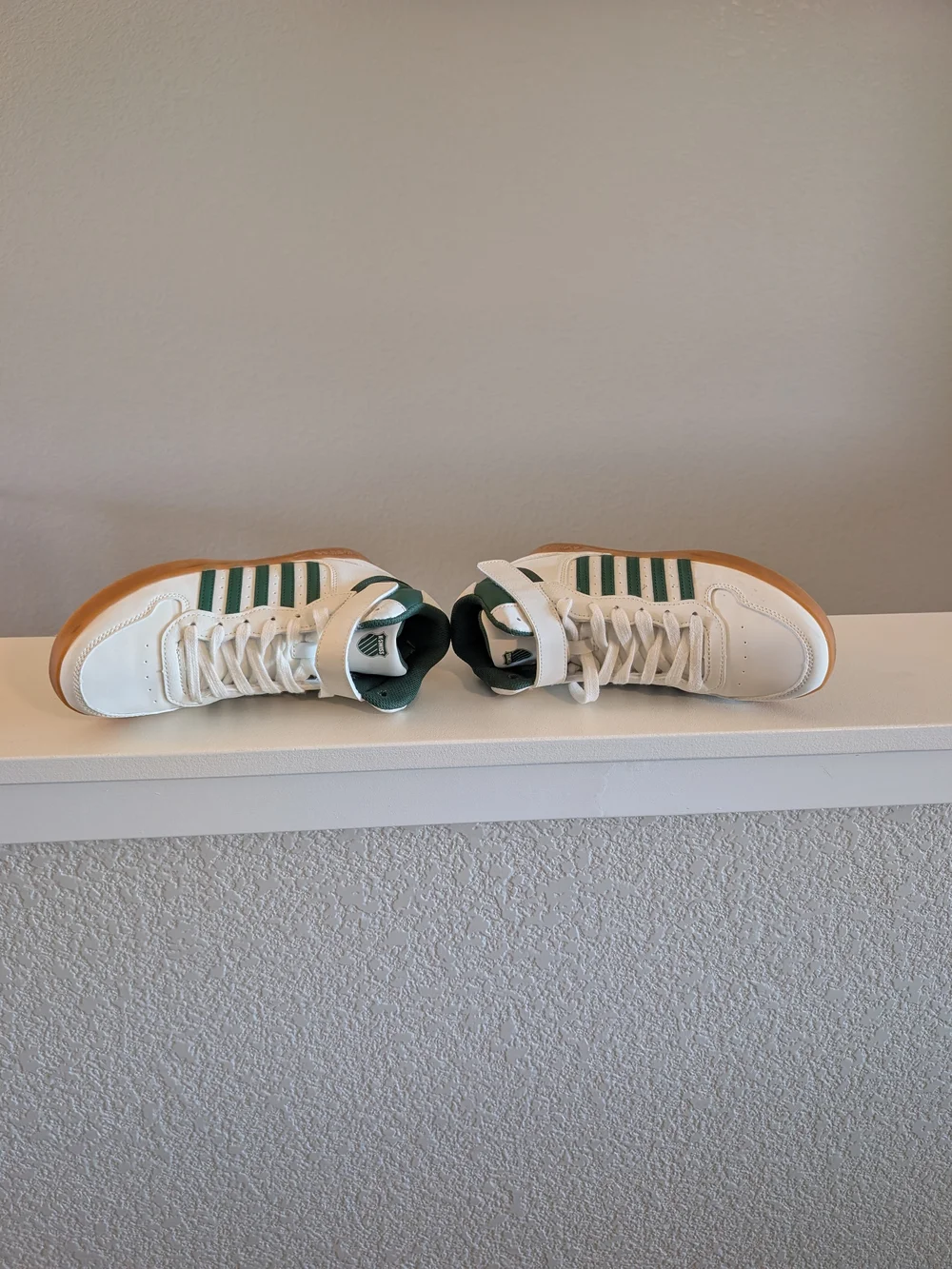 Kids High-Top K-Swiss Sneakers in White and Forest Green